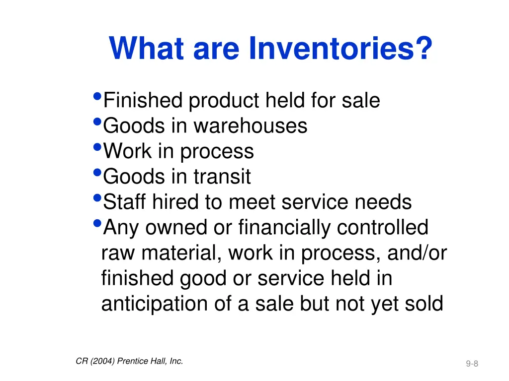 what are inventories finished product held