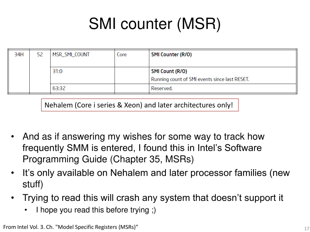 smi counter msr