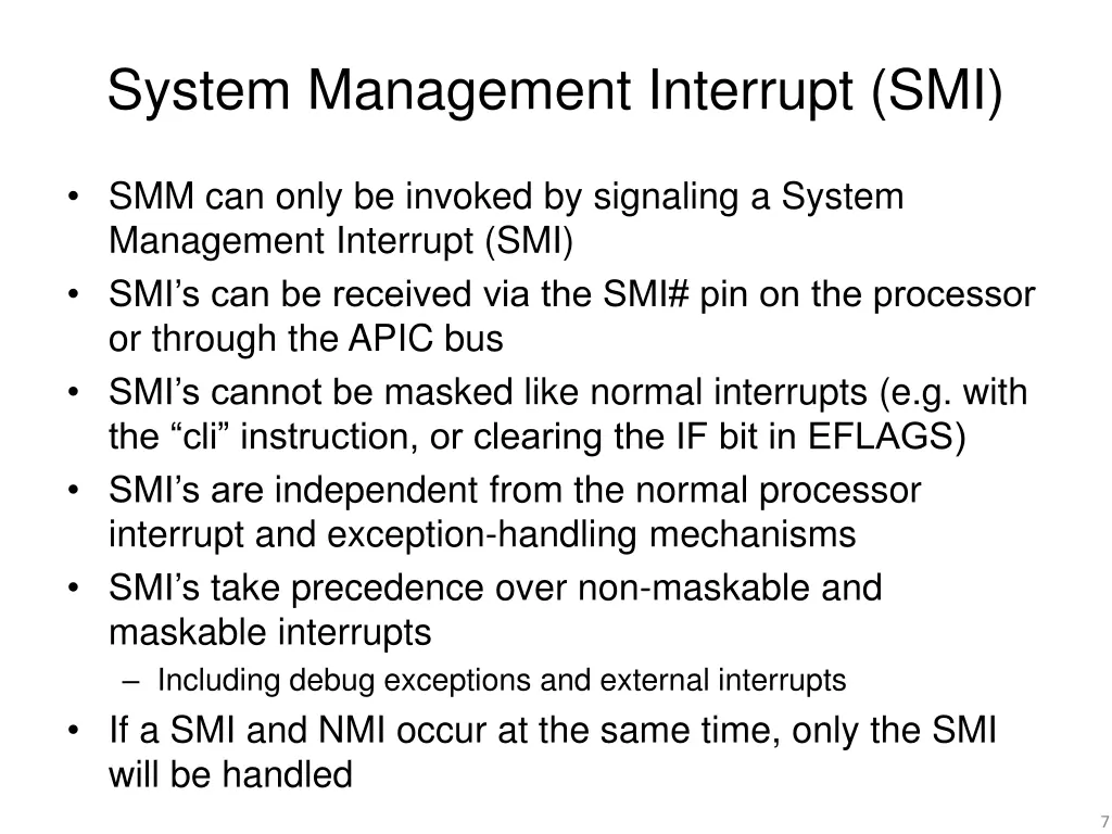 system management interrupt smi