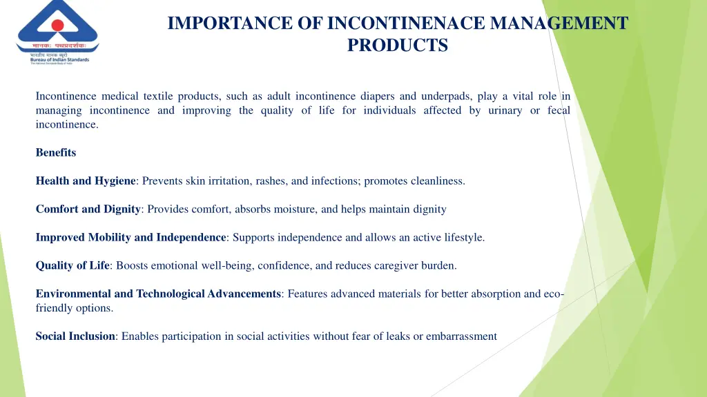 importance of incontinenace management products