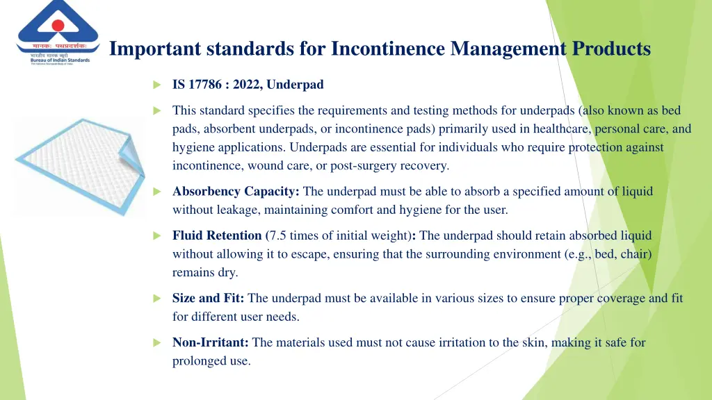 important standards for incontinence management 1