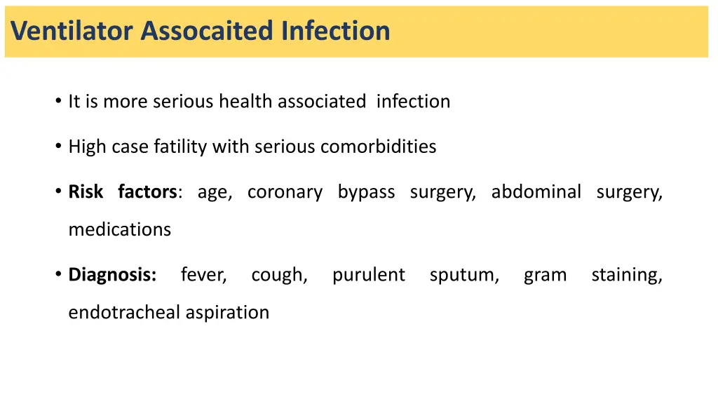 ventilator assocaited infection