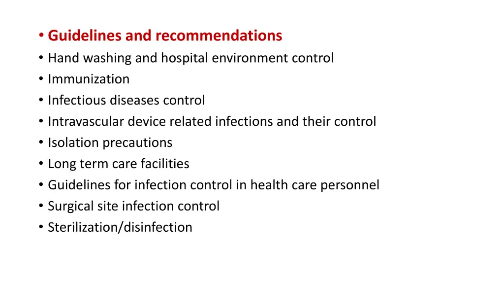 guidelines and recommendations hand washing