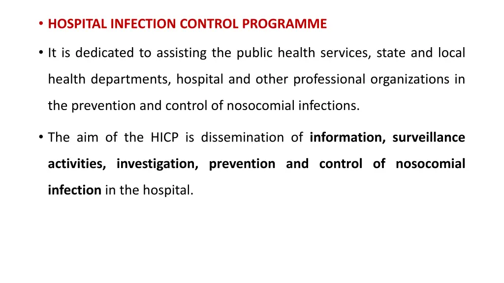 hospital infection control programme