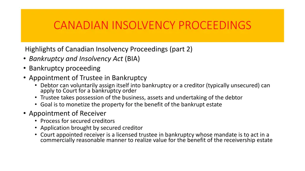 canadian insolvency proceedings 1