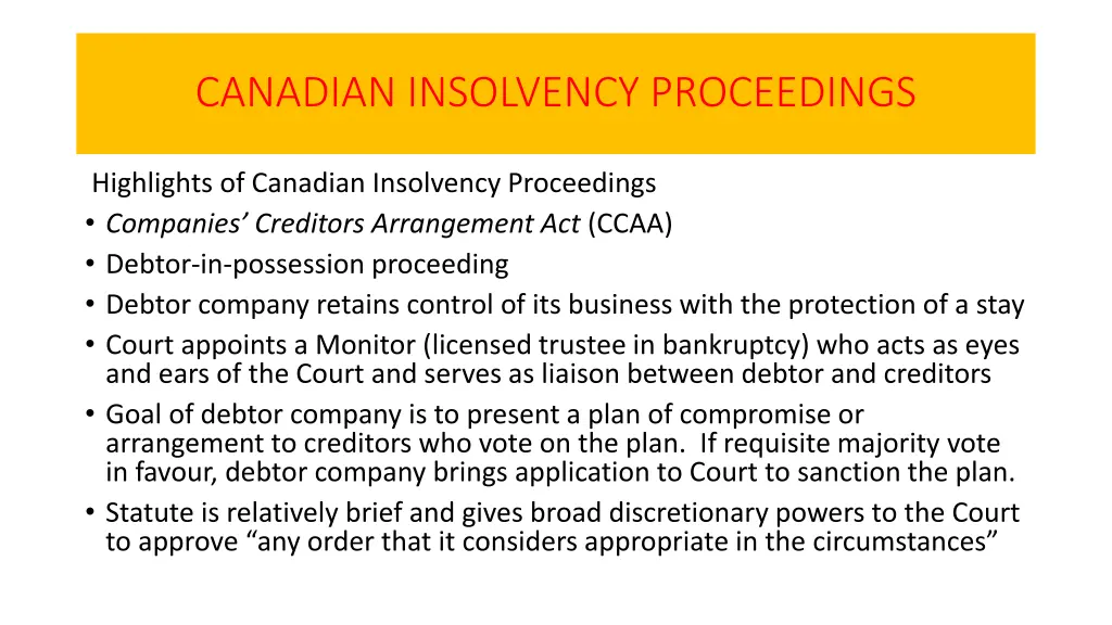 canadian insolvency proceedings