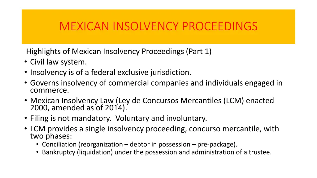 mexican insolvency proceedings