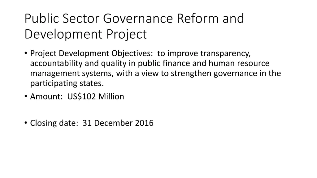 public sector governance reform and development