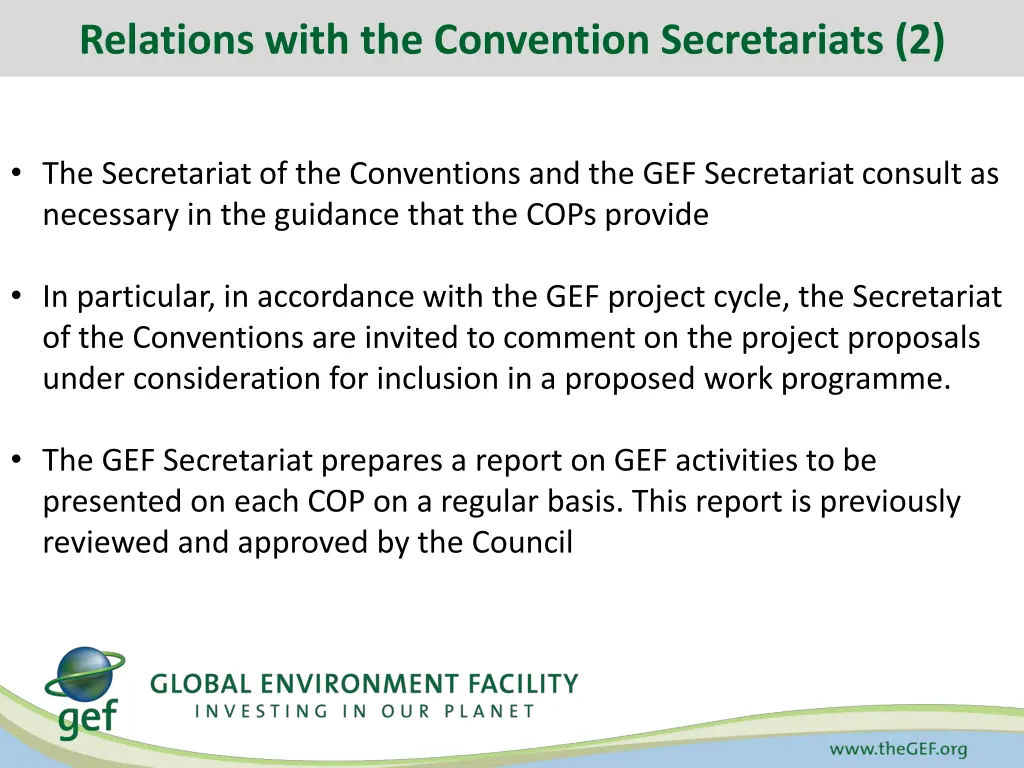 relations with the convention secretariats 2