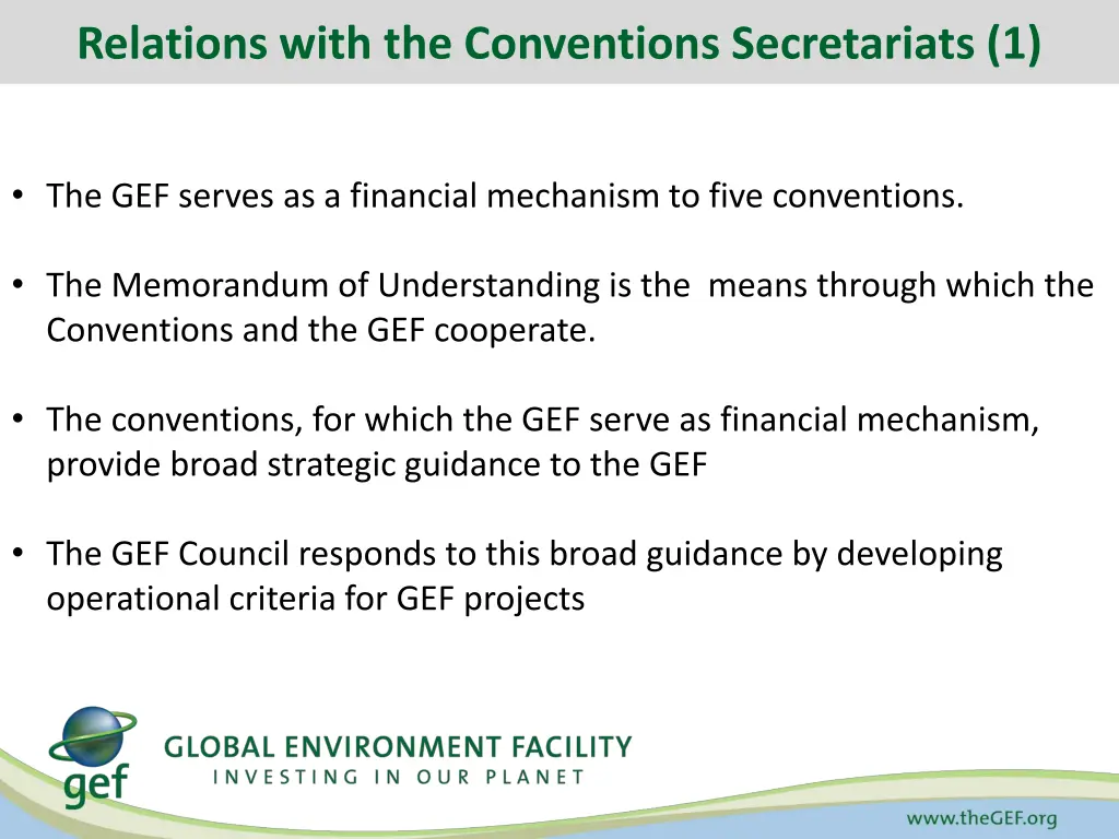 relations with the conventions secretariats 1