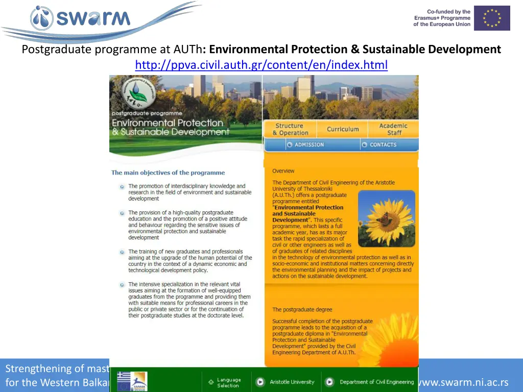 postgraduate programme at auth environmental