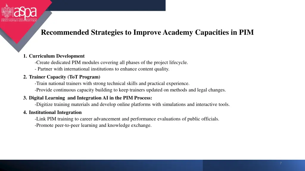 recommended strategies to improve academy