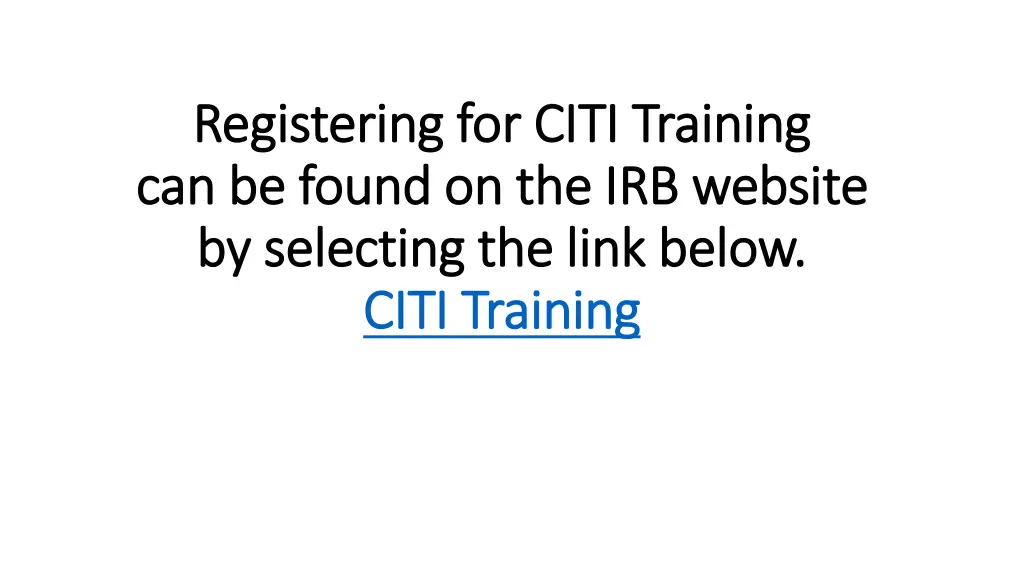 registering for citi training registering