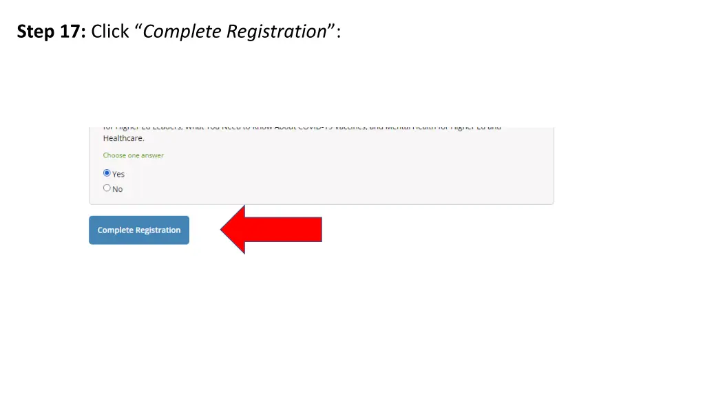 step 17 click complete registration
