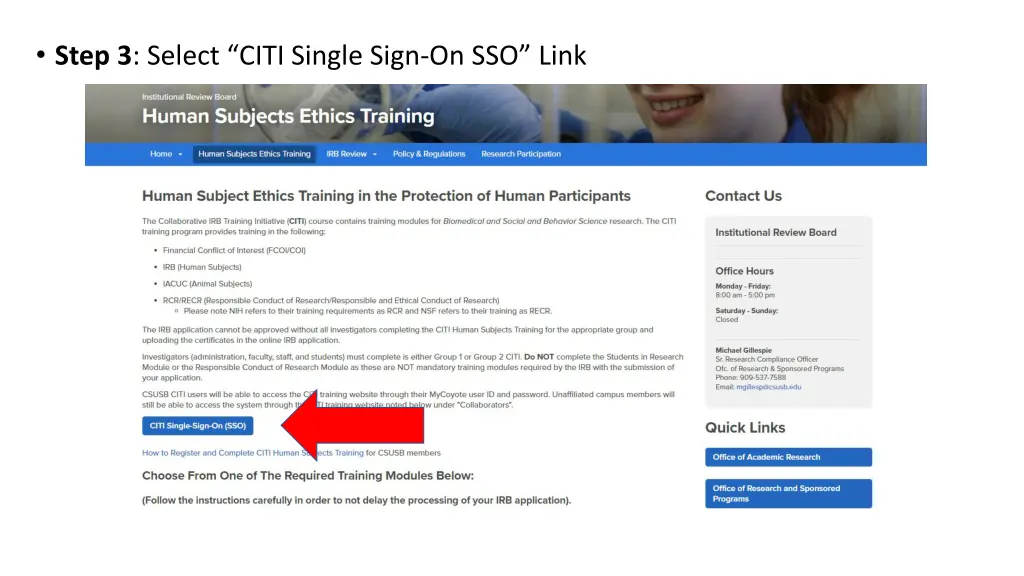 step 3 select citi single sign on sso link