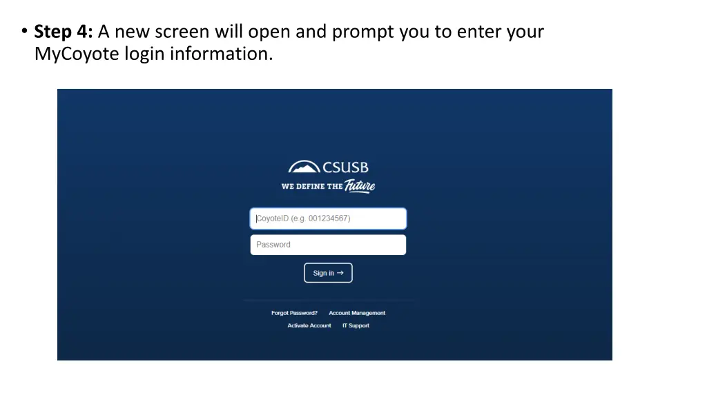 step 4 a new screen will open and prompt