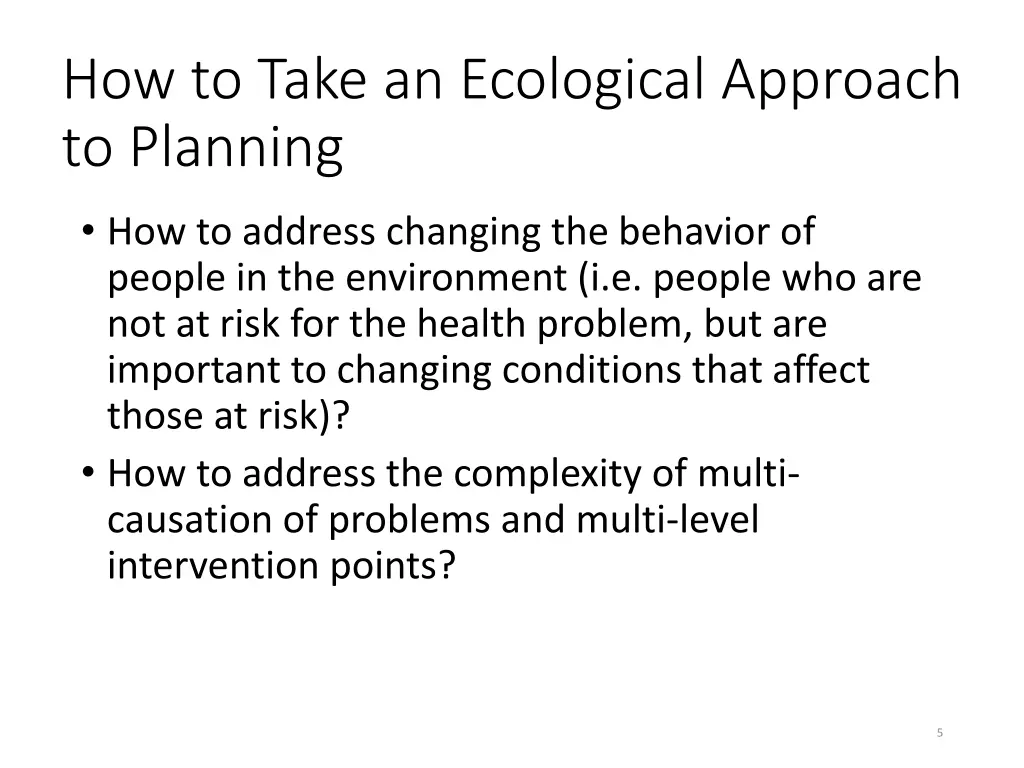 how to take an ecological approach to planning 1