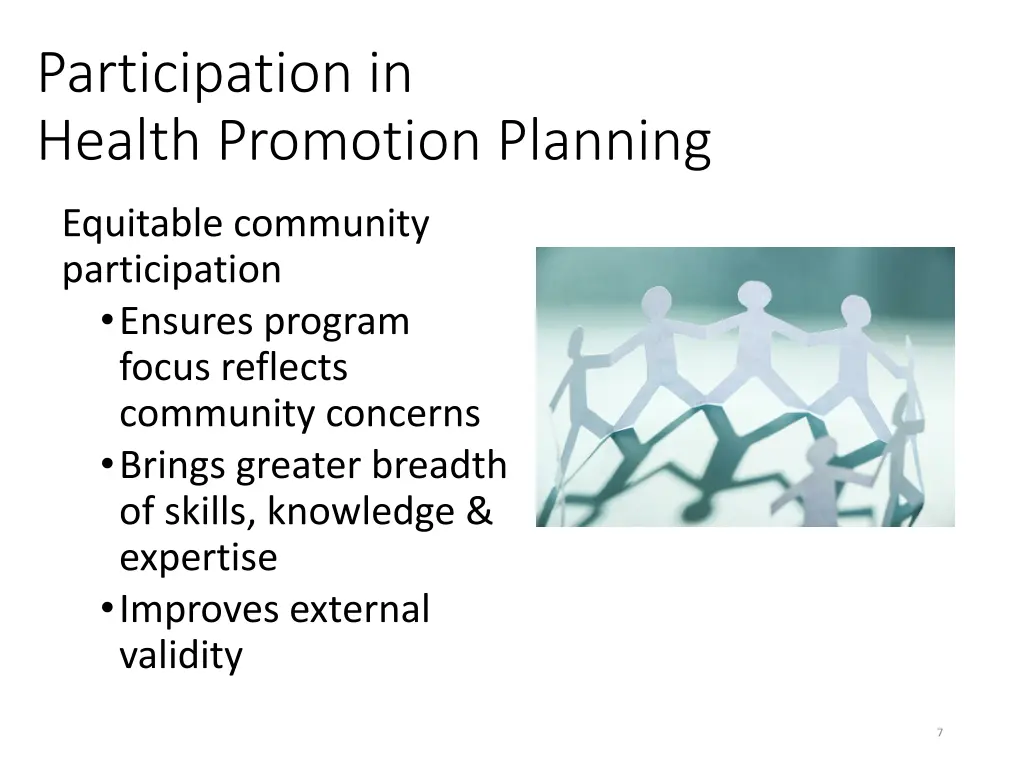 participation in health promotion planning