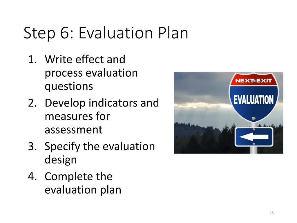 step 6 evaluation plan