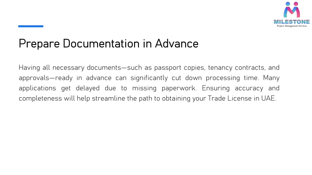 prepare documentation in advance prepare