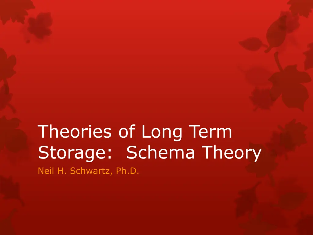 theories of long term storage schema theory neil