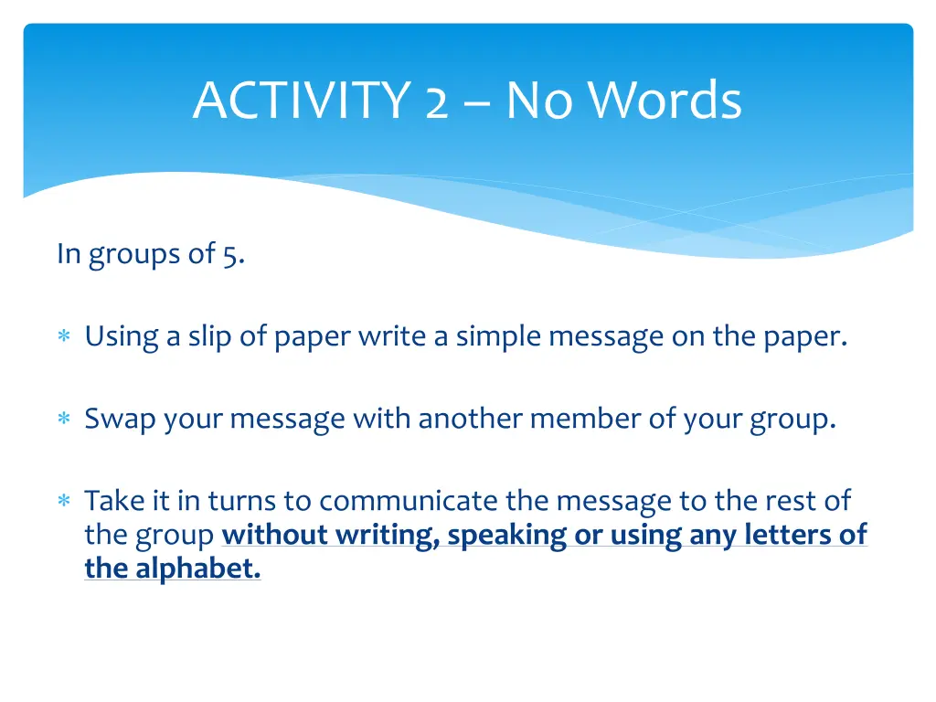 activity 2 no words