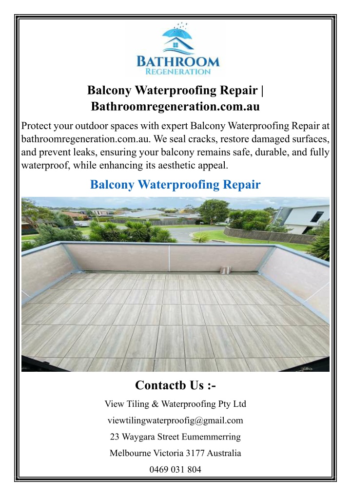 balcony waterproofing repair bathroomregeneration