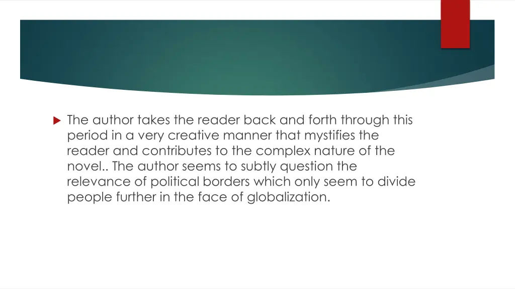 the author takes the reader back and forth