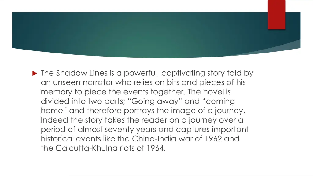 the shadow lines is a powerful captivating story