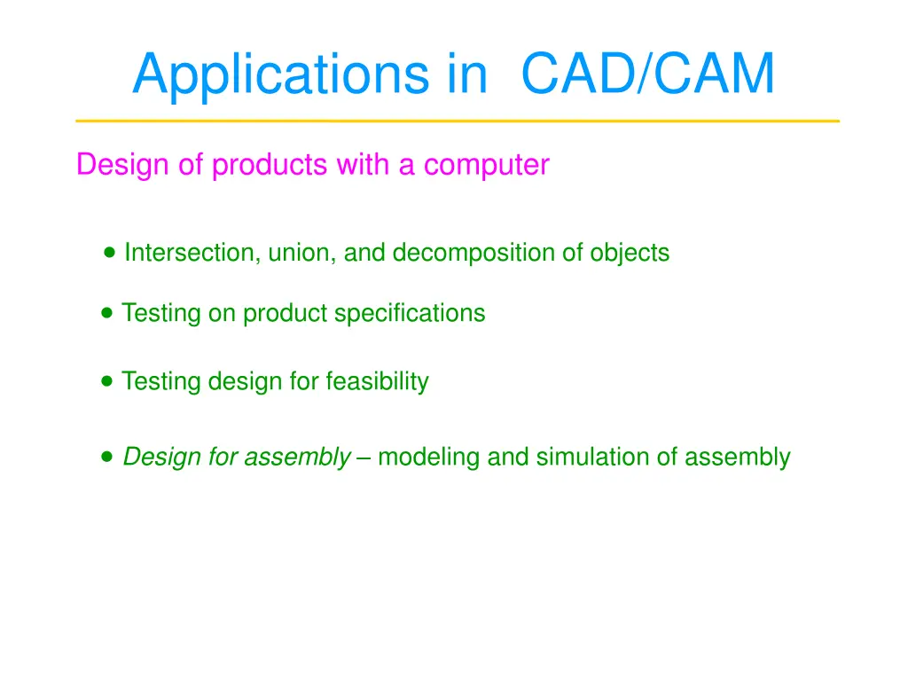 applications in cad cam