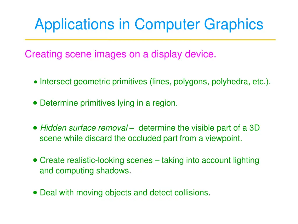 applications in computer graphics