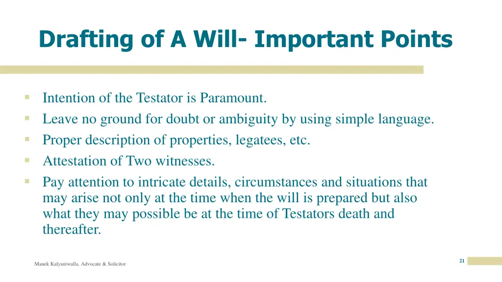 drafting of a will important points