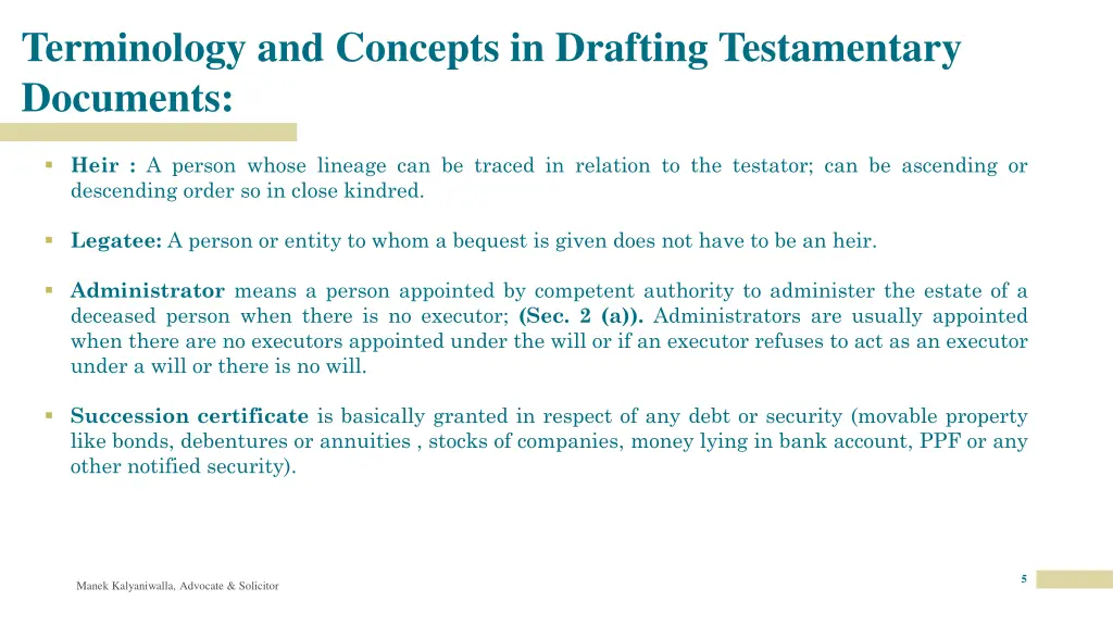 terminology and concepts in drafting testamentary 1