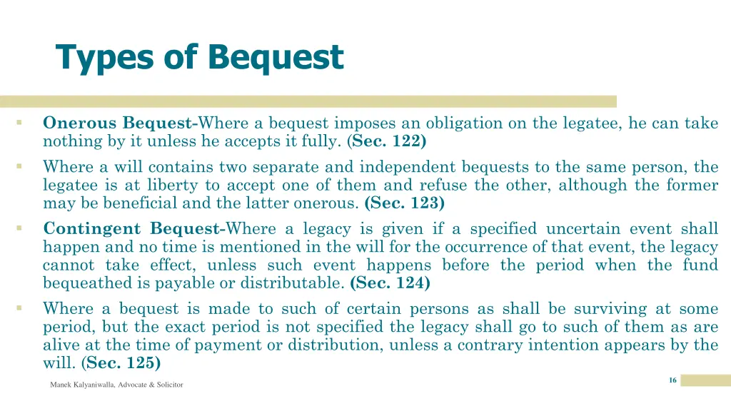 types of bequest