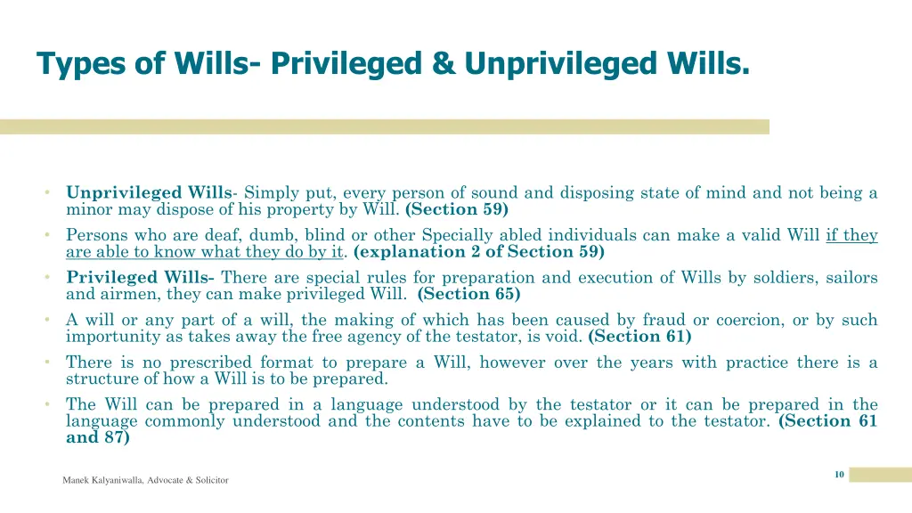 types of wills privileged unprivileged wills