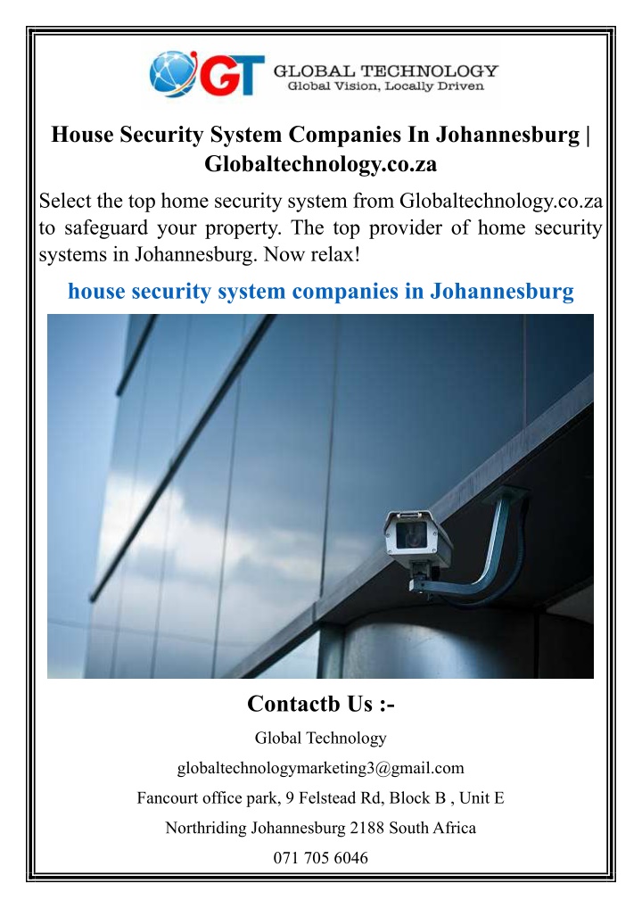 house security system companies in johannesburg