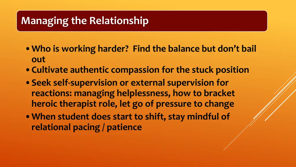 managing the relationship