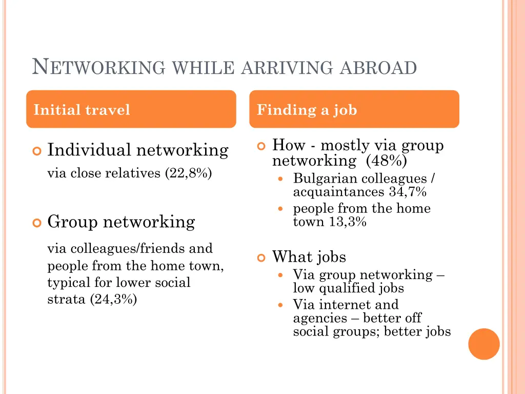 n etworking while arriving abroad