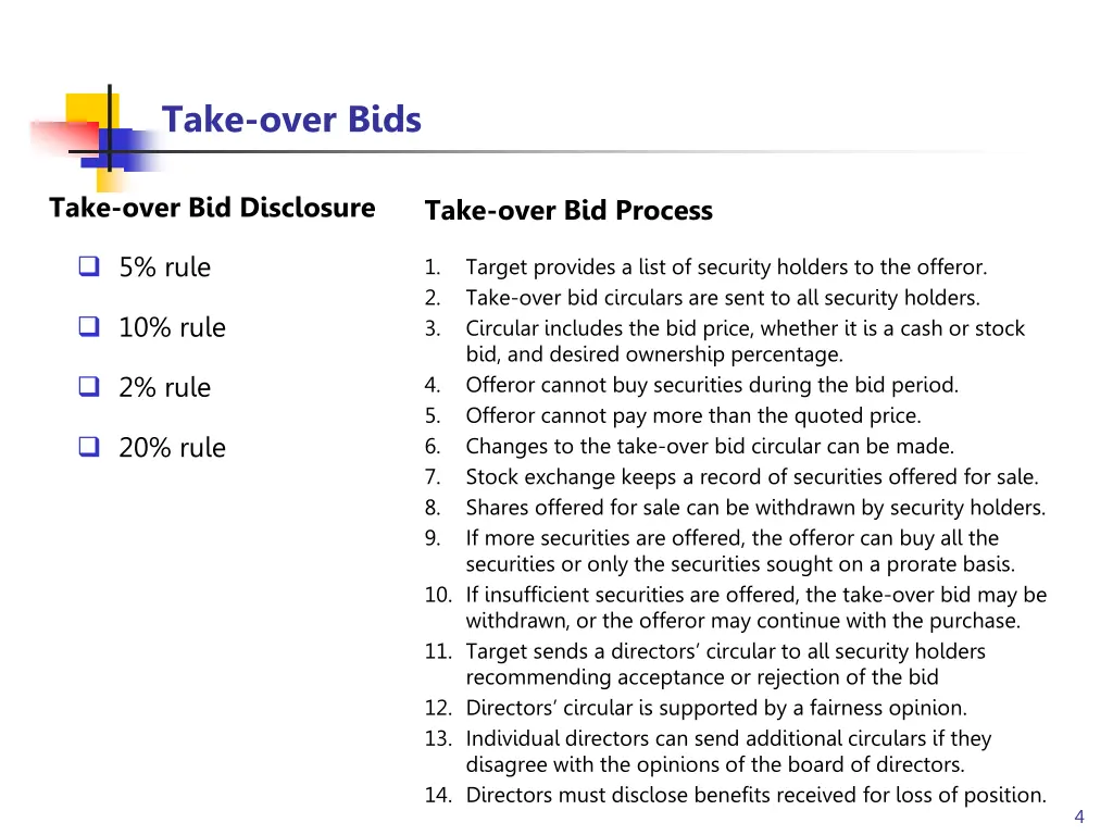 take over bids