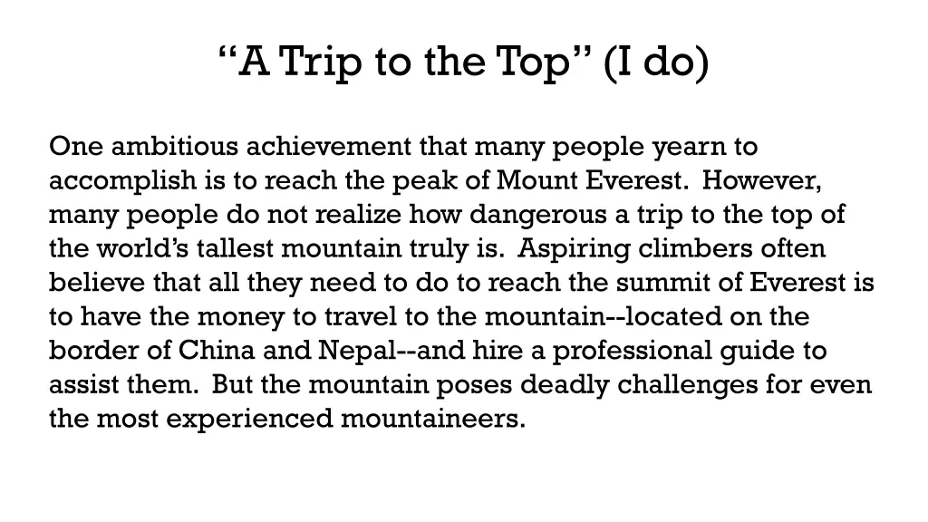 a trip to the top i do