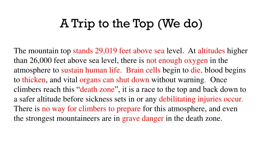 a trip to the top we do 1