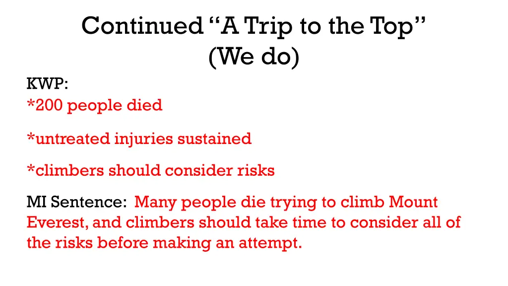 continued a trip to the top we do 1