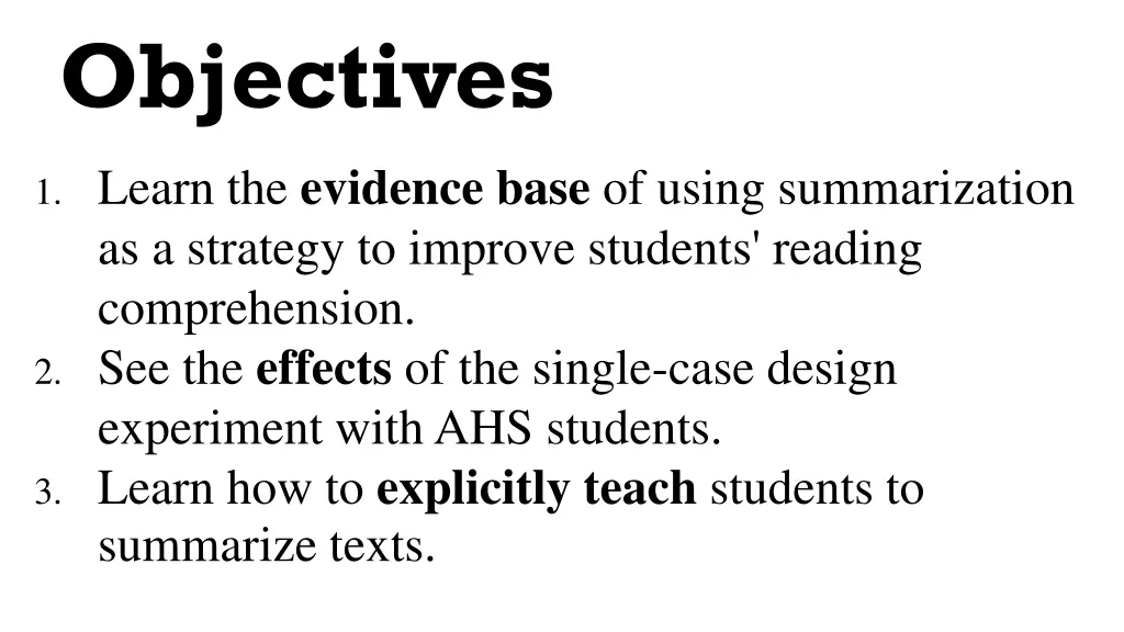 objectives