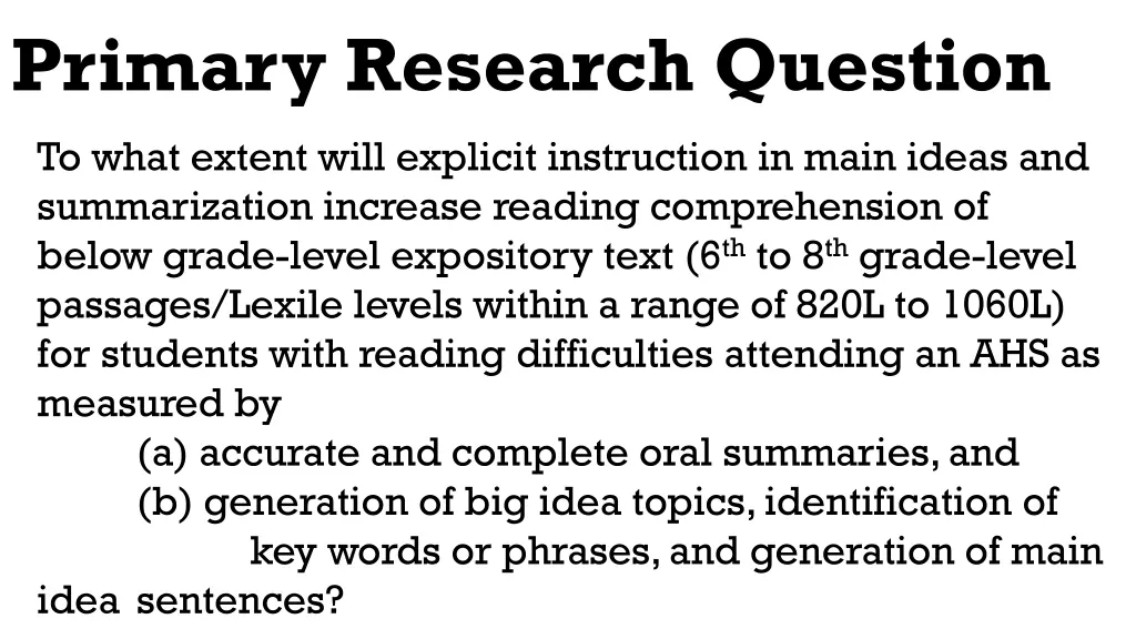 primary research question