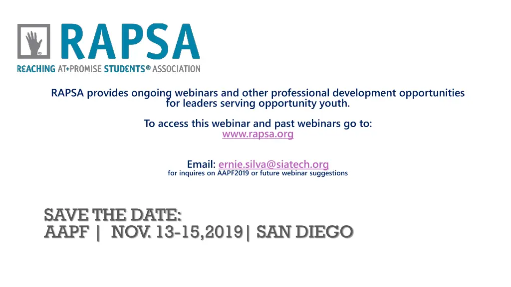 rapsa provides ongoing webinars and other