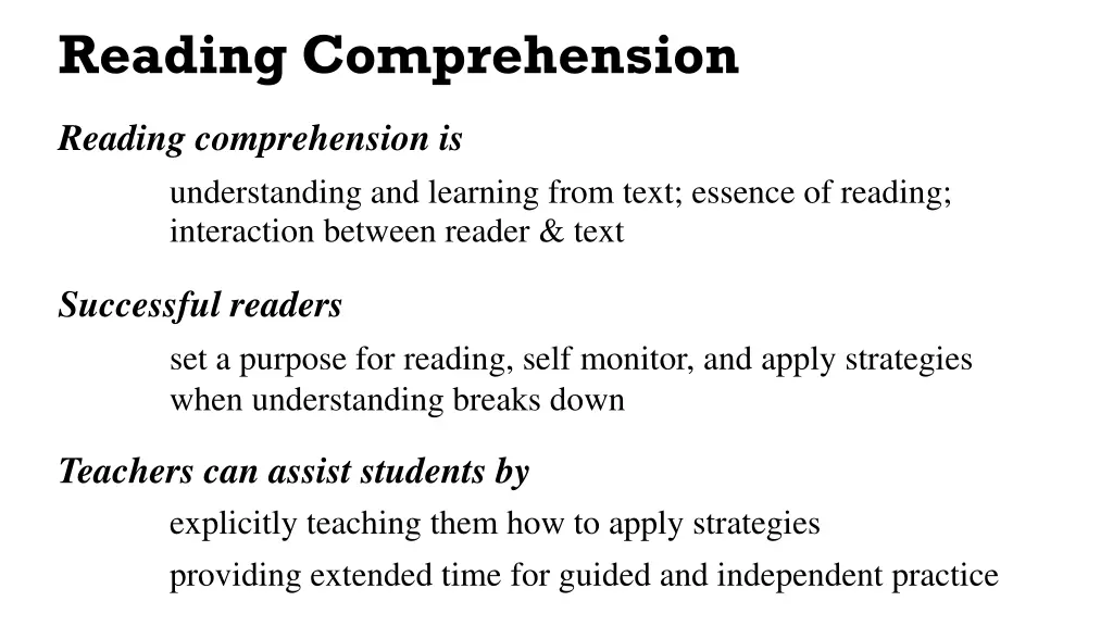 reading comprehension