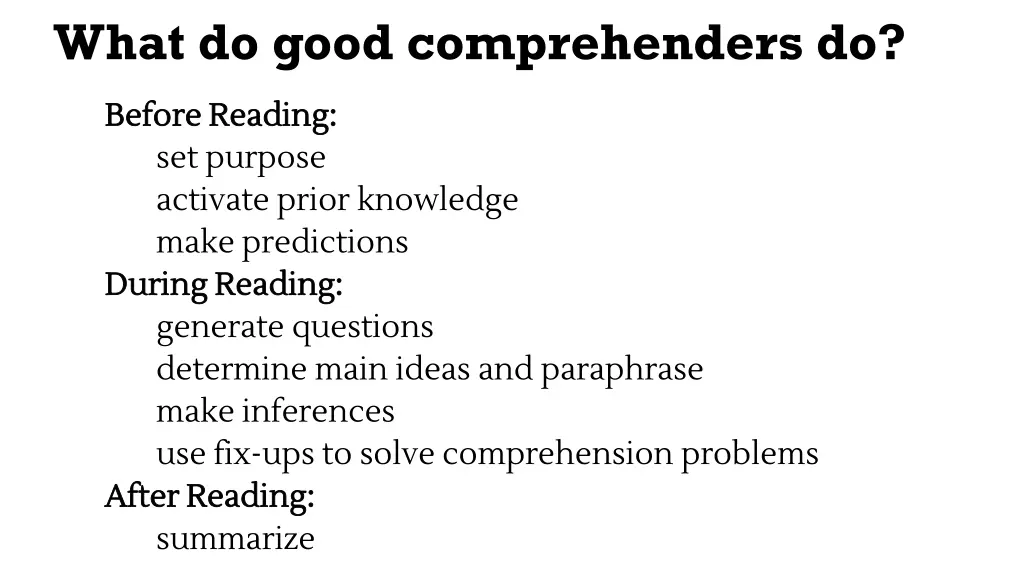 what do good comprehenders do 1