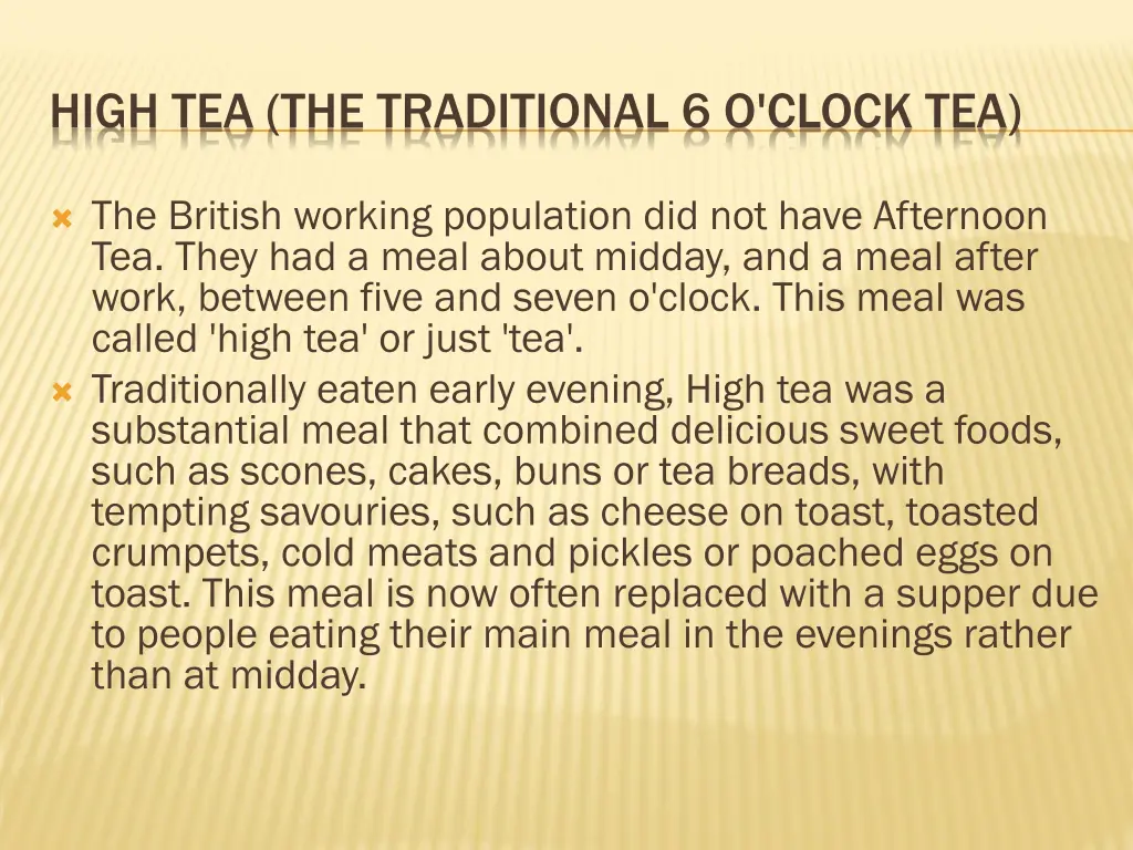 high tea the traditional 6 o clock tea