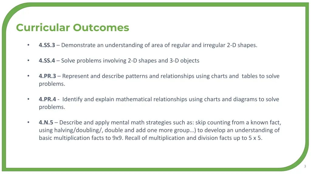 curricular outcomes