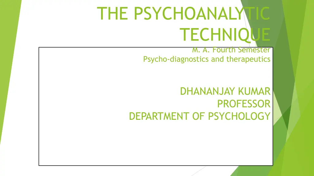 the psychoanalytic technique